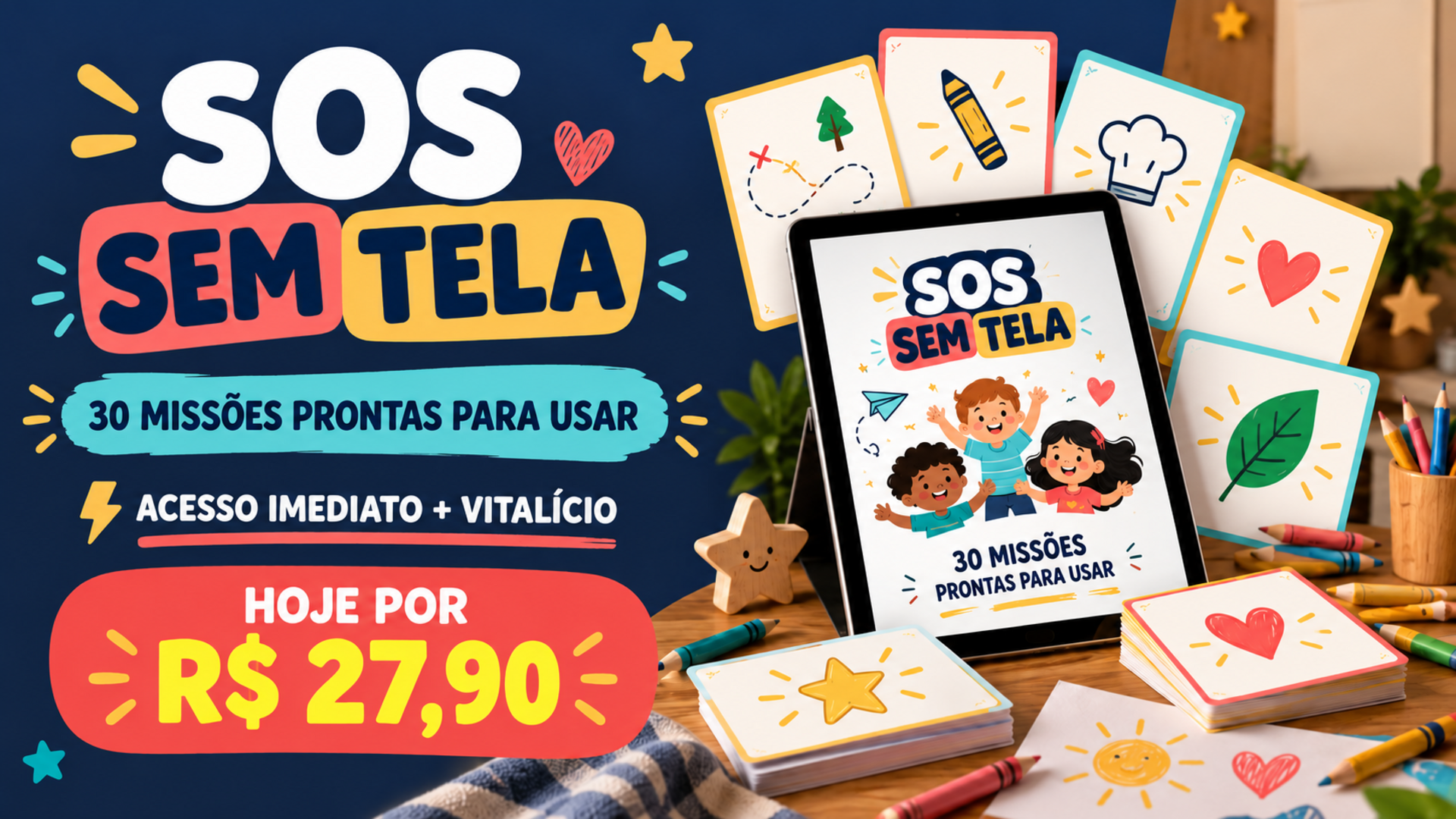 Kit digital SOS Sem Tela com missões imprimíveis